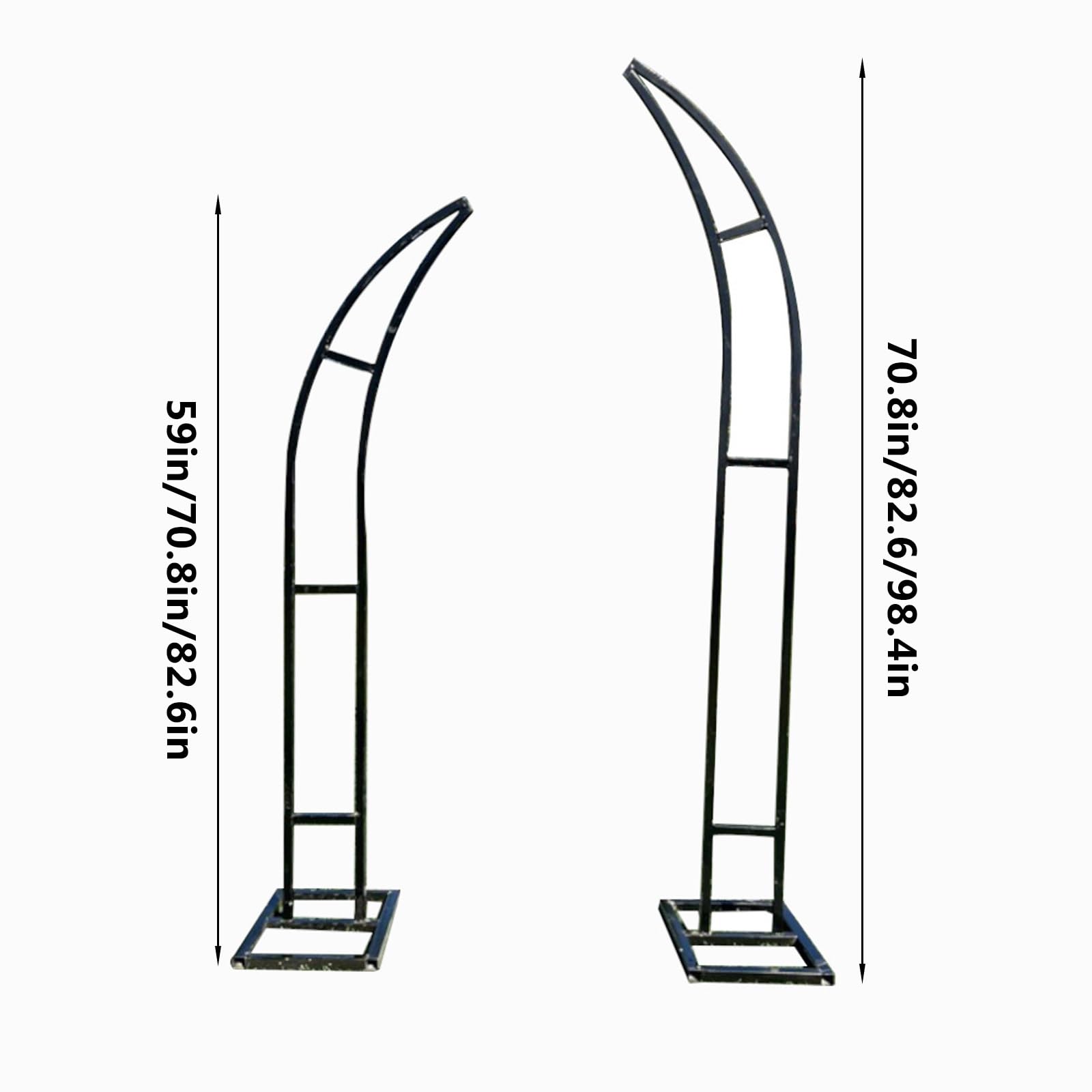 Metalowy łuk ogrodowy na tło ślubne, stojak na balony w kształcie półksiężyca, wsparcie dekoracji ceremonii, biały, 209 cm i 250 cm, regulowane rozmiary