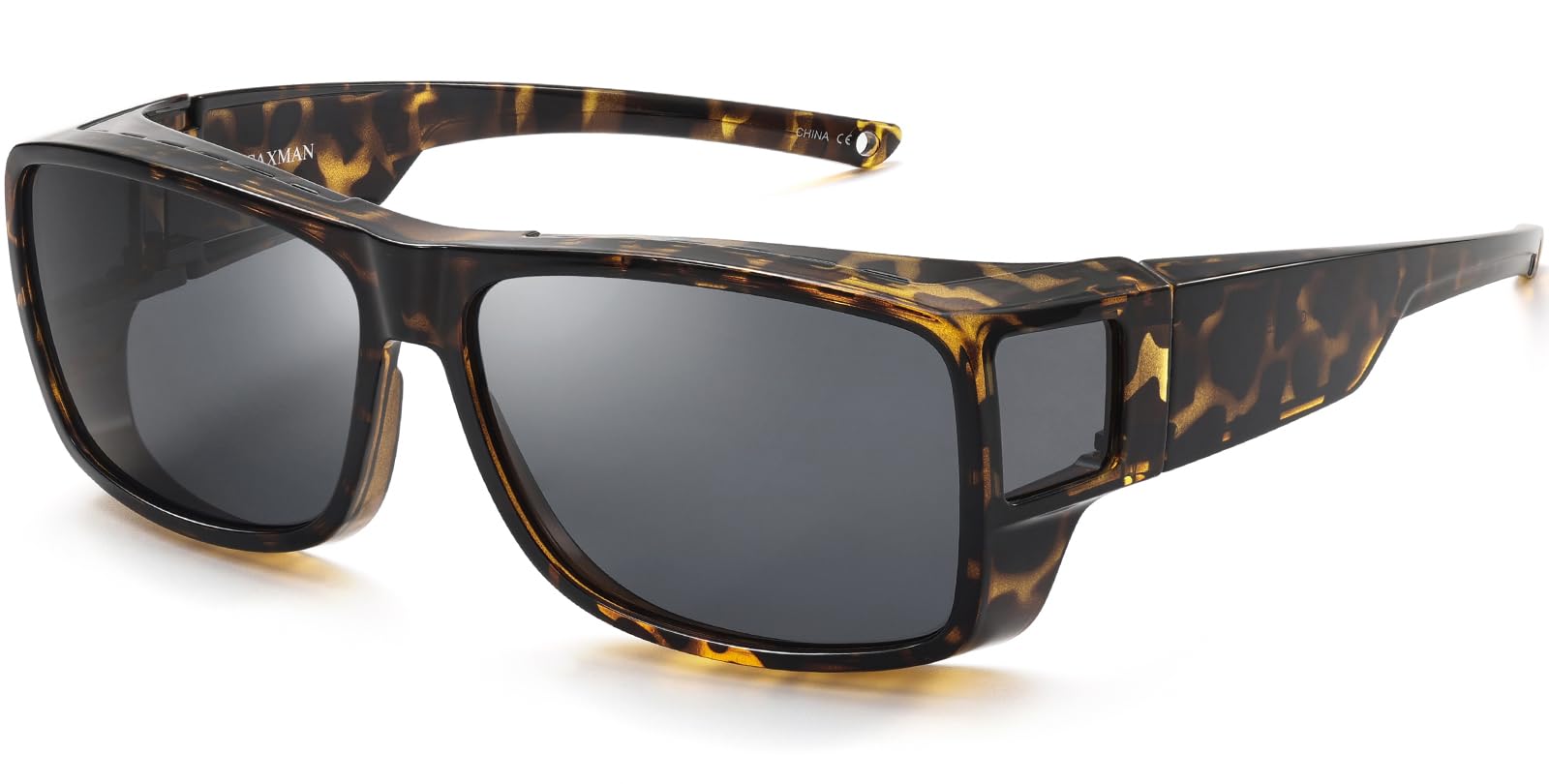 CAXMAN Fit Over Glasses Sunglasses Polarized Wrap Around Sunglasses with Side Window Shields for Full Protection