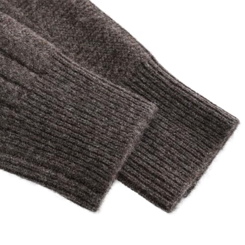 Image of Amazhiyu Men's 100% Wool Full Zip Cardigans Cable Knit Long Sleeve Sweater Coats Brown, X-Large