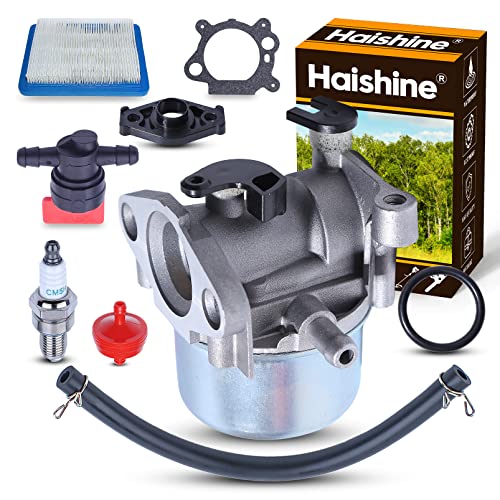 Haishine 799866 Carburateur Kit pour Briggs & Stratton 675 675ex 725ex Series Remplace 799871 796707 794304 avec Valve Générale+Filtre à Huile+Filtre à Air+Tuyau D'Huile+Bougie d'Allumage