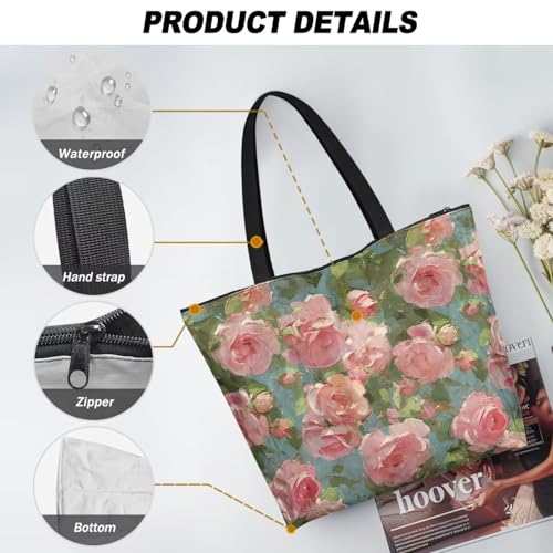 Image of Art Lover Zippered Tote Bag Waterproof Large Work Tote Bags, Artwork Women's Purse Handbags Travel Totes