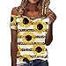 T-Shirt da Donna con Maniche Corte e Maniche Corte Stampate con Cinturino T-Shirt da Donna con Spalle Scoperte T-Shirt da Donna Camicie Donne (XXL,Giallo)