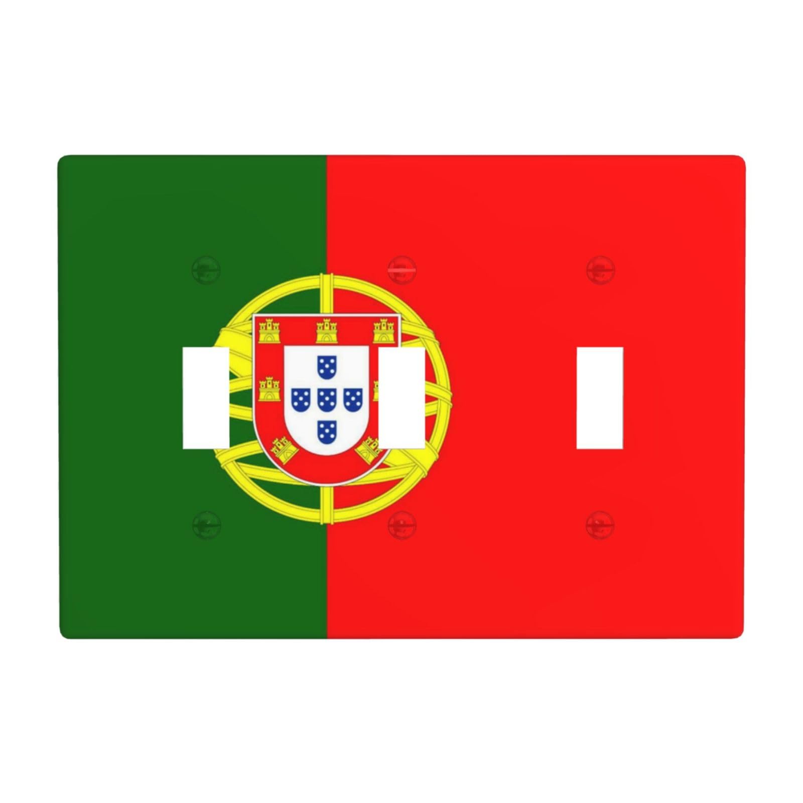 Flag of Portugal 3 Gang Switch Plate Cover-Unbreakable Polycarbonate Wall Plate, Heat Resistant Toggle Switch Decor for Home