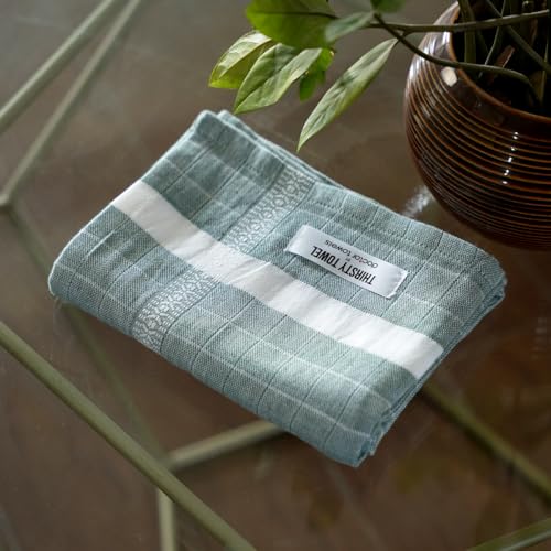 Image of Thirsty Towel by Doctor Towels | 100% Cotton Bath Towel Double Cloth Solid Pack of 1 | Ultra Soft Cotton Towels for Bath Large Size 140 x 70 cm | Quick Dry Towels for Bath Men & Women - Green