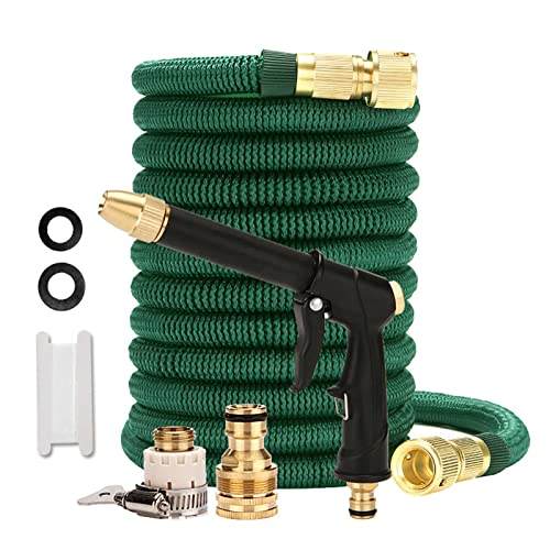 GTATBTG Expandable Garden Hose 75-300FT - Lightweight and Durable with Solid Brass Fittings for Superior Watering and Washing Performance