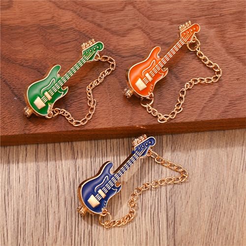 Image of Guitar Tassel Chain Brooch Pin Cute Enamel Musical Instrument Badges on Backpack Guitar Brooches Badges Pins Present Gifts Accessories Brooch