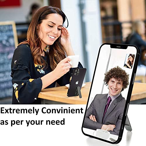 Image of LISHER Universal Tabletop & Foldable Thin Pocket Black Metal Mobile Phone Stand - Portable Kickstand for All Smartphones, Vertical & Horizontal Viewing, Adjustable Angle, Durable