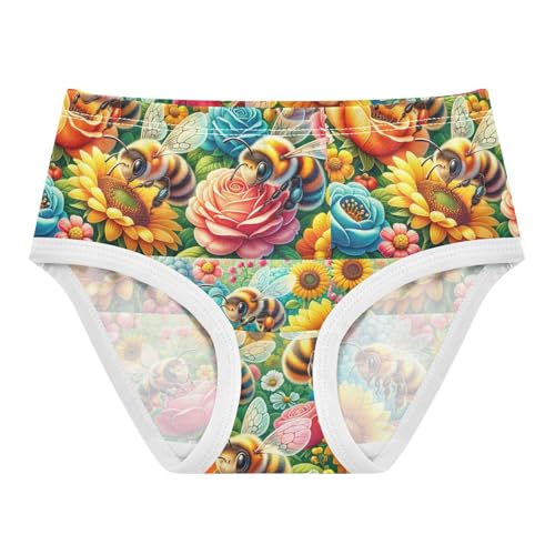 Joisal Funny Girls Underwear Toddler 2t Cotton Panties Little Girl Cute Bees Colorful Flowers Aesthetic Kids Undies Briefs