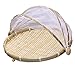Cabilock 30cm Fliegenhauben Bambus Korb Faltbar Mesh Sieb Weidenkorb Zeltkorb Essen Regenschirm Lebensmittel Abdeckung Zelt Netzabdeckung für Zuhause Draußen Picknicks Khaki