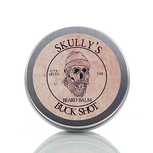Skully's Buck Shot Beard Balm 2 fl. oz (Orange, Tea Tree and Peppermint Scented) All Natural, Medium Hold Beard Balm for Men, Deep Conditioning, Tames Flyaways, Promotes Healthy Beard Growth