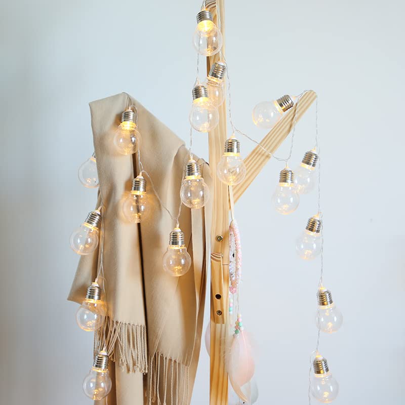 Luci a LED a sfera trasparenti a LED, lampadine Edison a batteria per feste di matrimonio in giardino, decorazioni natalizie (6M40LED)
