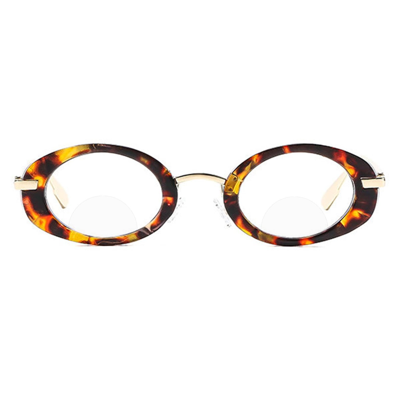helena Vintage oval Bifocal Reading Glasses Fashion Blue Light Blocking Glasses for Women men Metal Eyewear UV400