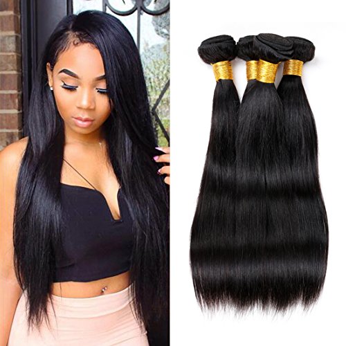 ZILING Brazilian Hair 3 Bundles Straight Human Hair Extensions Unprocessed Brazilian Straight Mixed Length (16 18 20 22)