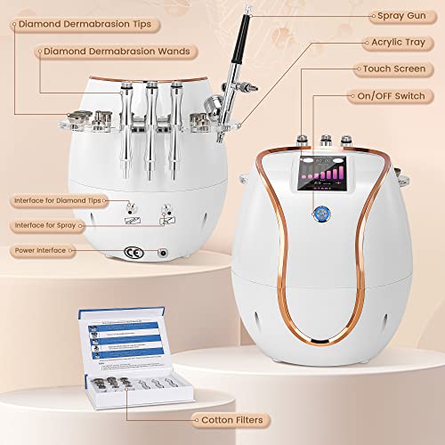 Professional Diamond Machine With Touch Screen Facial Skin Care Device Equipment (Suction Power: 0-68Cmhg) + Spray Gun Cotton Filter, Tips, Wands #TOP1