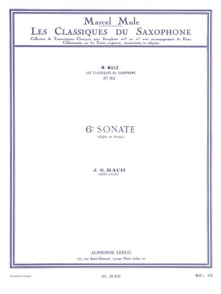 J. S. Bach: Sonata No.6 for Flte and Piano (Arr. Mule)