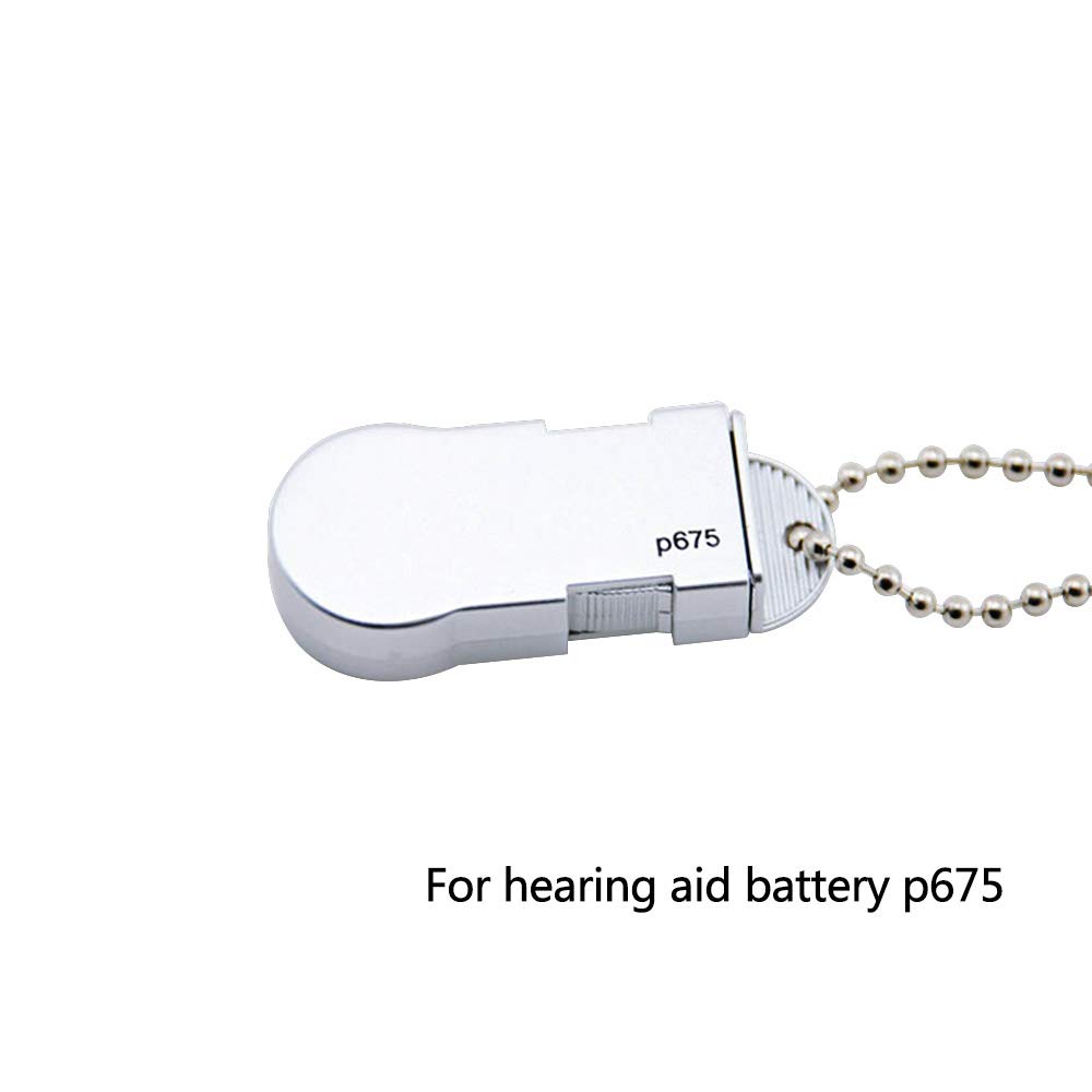 Hearing Aid Battery Case Small - Plastic Button Cell Holder Storage Caddy with Key Chain (for P675)