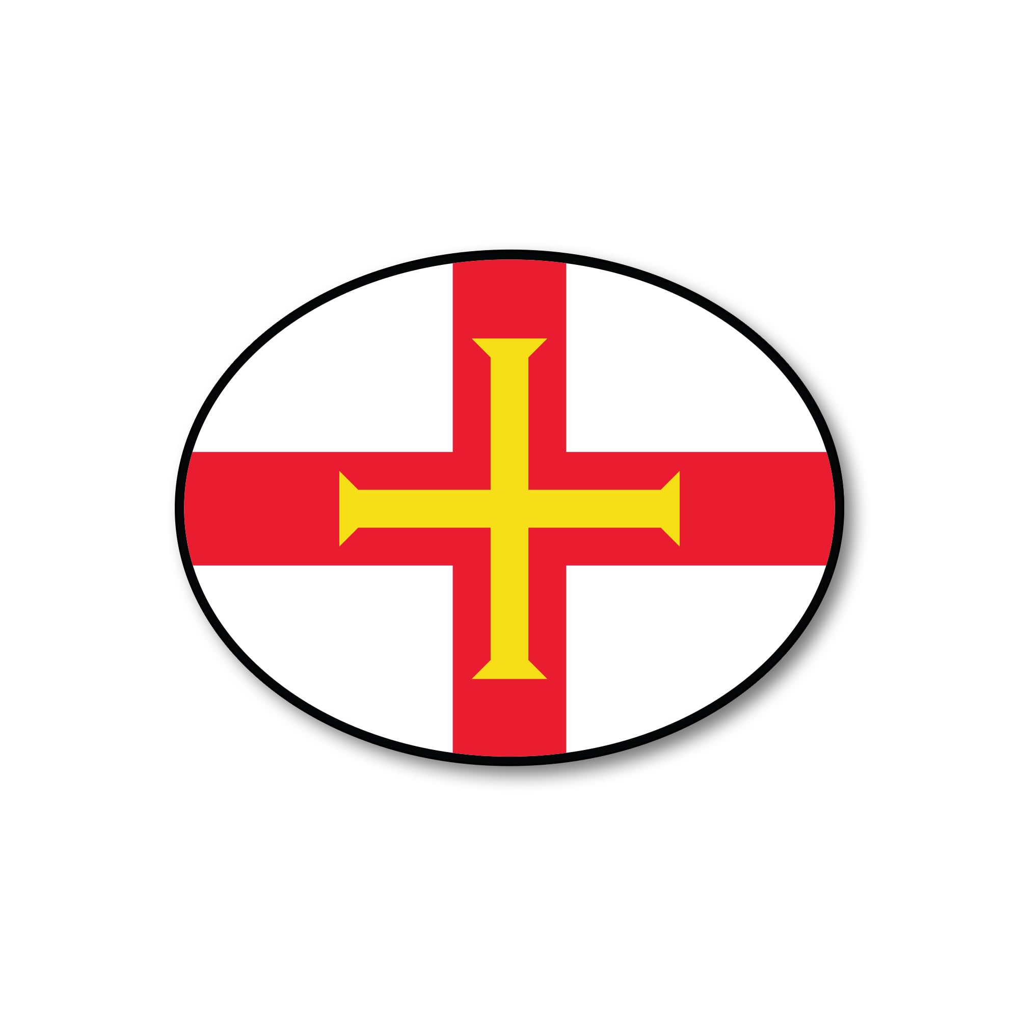 Guernsey Norman Cross Flag Decal – Premium National Flag Car Sticker – Waterproof Vinyl, Fade-Resistant, Bubble-Free Application – Vehicle, Laptop & Travel Use – Made in UK (GBG)