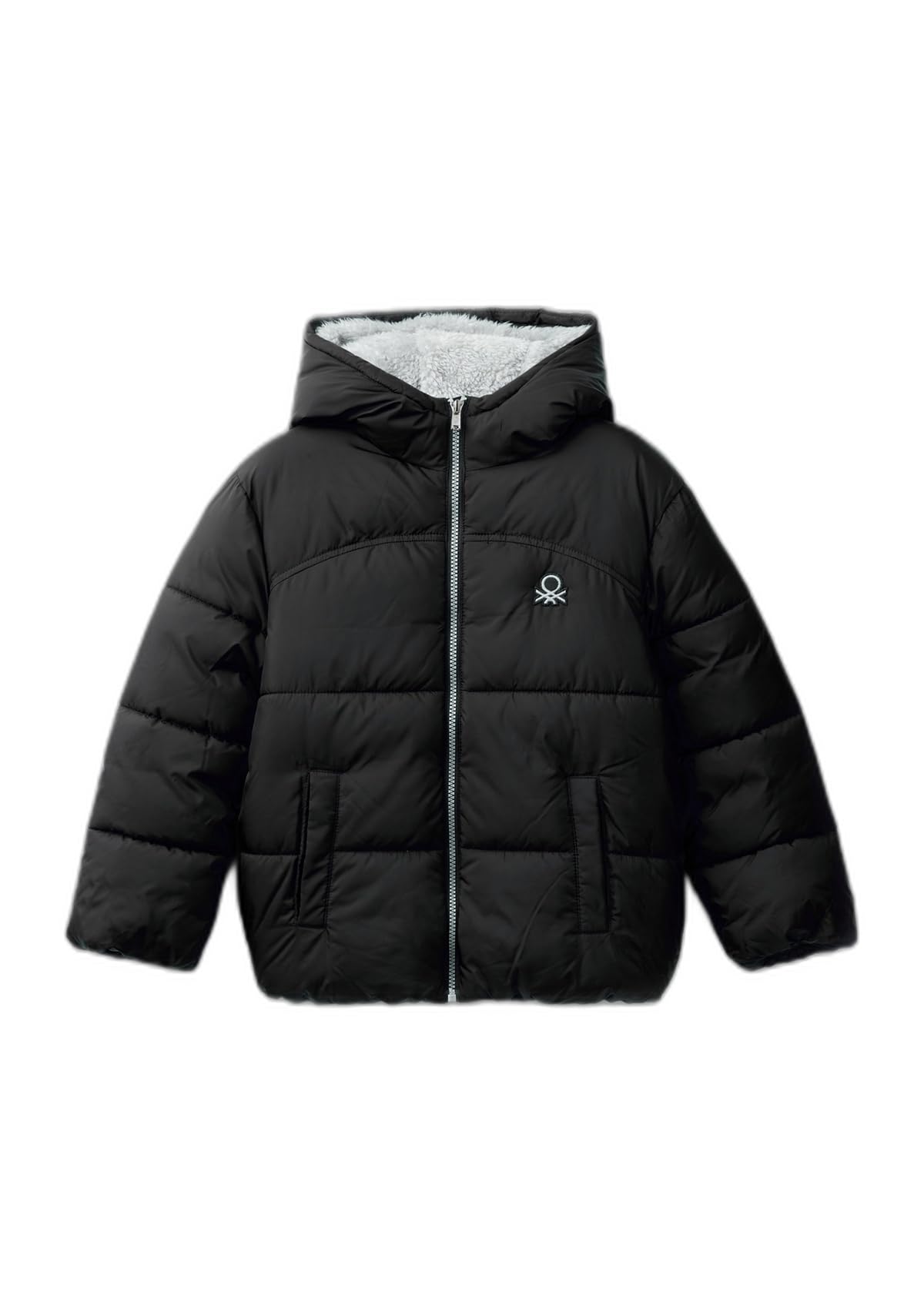 United Colors of Benetton Giubbotto 2wu0cn05i Chaqueta, Negro, 160 cm para Niños