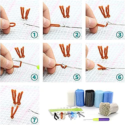 Image of Yglnden Latch Hook Kit Pillow DIY Throw Cover Crochet Needlework Colour Printed Canvas Decor for Adults (Bird D:43x43cm /17 X17)