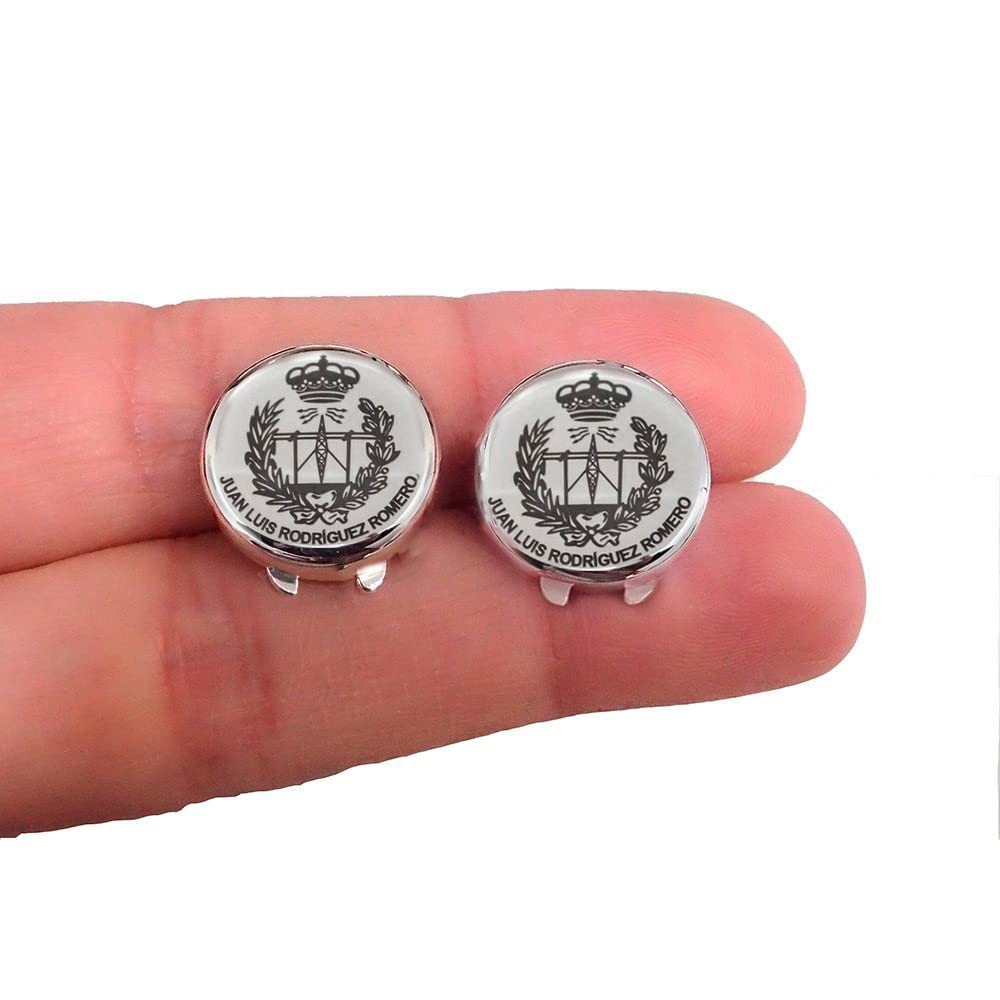 Cubrebotones personalizados plata Ley 925m hombre redondos 16mm. lisos - Personalizable - GRABACIÓN INCLUIDA EN EL PRECIO