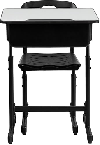Miniatura 6 de Flash Furniture Escritorio y silla para estudiantes de altura ajustable con marco de pedestal negro