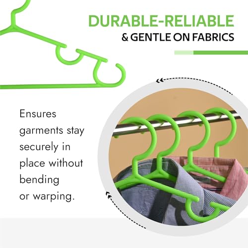 Image of Kuber Industries Pack of 20 Hangers | Multi-Purpose Hangers for Wardrobe-Almirah-Cabinets-Closet | Plastic Cloth Hanger for Trouser-Skirts-Coat-Dresses-Ties | 103 | White & Green