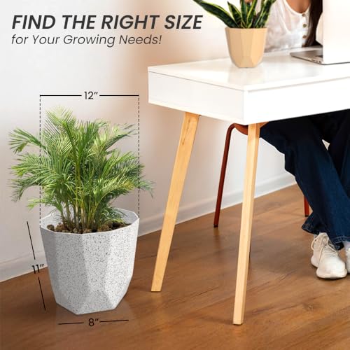 Image of YUCCABE ITALIA SHERA Hexa Plastic Planter Pot for Plants | Decorative Flower Pot | UV Protected Lightweight Indoor Outdoor Gamla for Home Decor, Balcony, Garden & Living Room