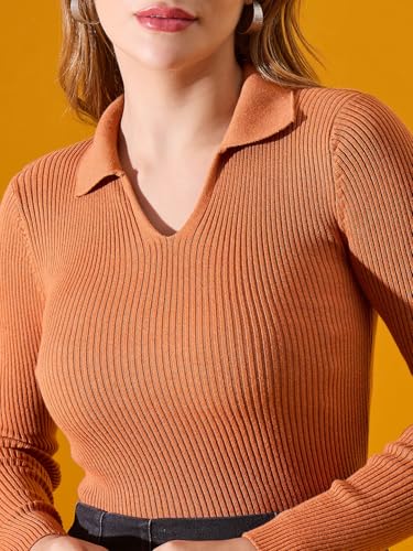 Image of 98 Degree North Women Ribbed Collar Neck Pullover-G1164-BLUEMELANGE