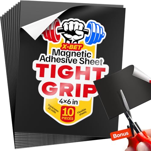 X-bet MAGNET Hojas magnéticas con respaldo adhesivo - Cada una de 4' x 6' - Papel magnético flexible con fuerte autoadhesivo - Hojas magnéticas adhesivas para imanes de fotos e imágenes