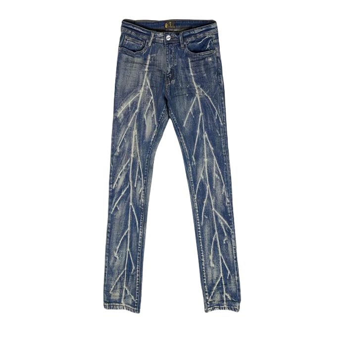 Men's Slim-Fit Denim Straight-Leg Mid-Rise Pants for Spring and Winter Casual Wear Style