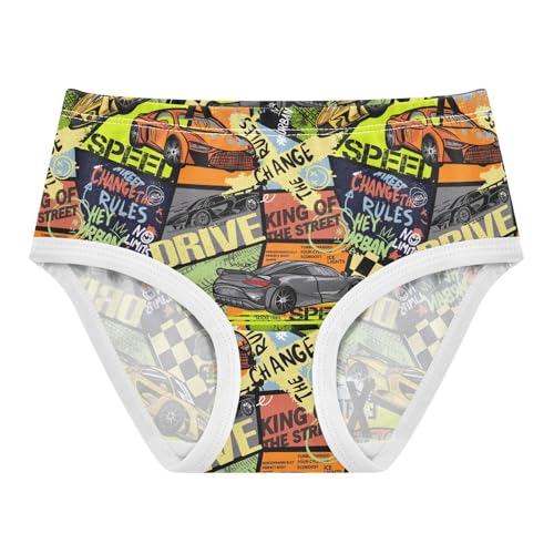 Little Girls' Soft Cotton Underwear Kids Breathable Comfort Sport Cars Panties Briefs Toddler