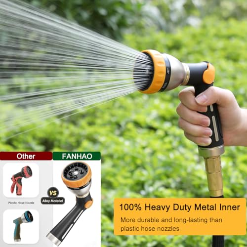 image for FANHAO Garden Hose Nozzle, 100% Heavy Duty Metal Spray Nozzle with Thu