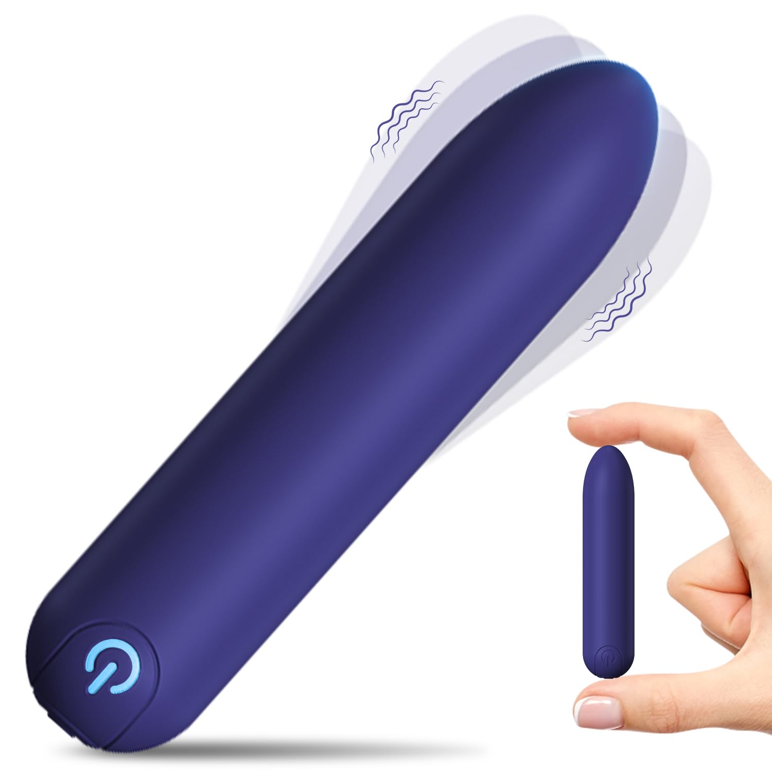 Vibrador bala para punto G para mujeres, impermeable, juguete sexual para adultos, estimulador de pezones y clítoris con 10 modos de vibración, mini vibradores recargables de silicona, color azul.