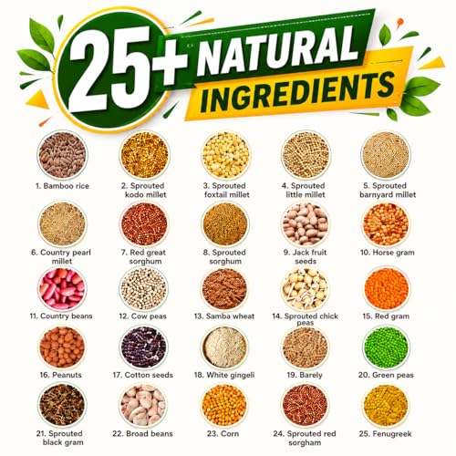 Image of Lakshmi Krishna Naturals Slim & Strength Multi Grain Health Mix Powder 1 kg | Sprouted Millets, Pulses & Seeds Blend | Plant-Based Traditional Nutrition Mix