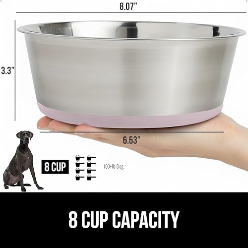 Vista 19 de GORILLA GRIP Juego de 2 cuencos para perros, con capacidad para 8 tazas (64 onzas líquidas), cuenco de metal resistente para alimentos y agua