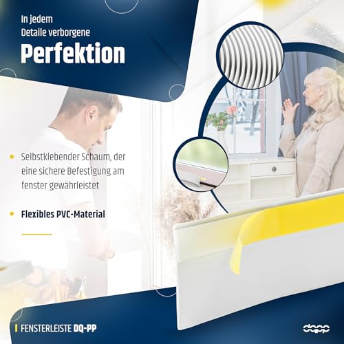 DQ-PP FENSTERLEISTE | 5m Länge | 70mm Breite | 1,5mm Stärke | Weiss | Fensterleisten Flachleisten Kunststoffleisten Profileleisten Abschlussleisten