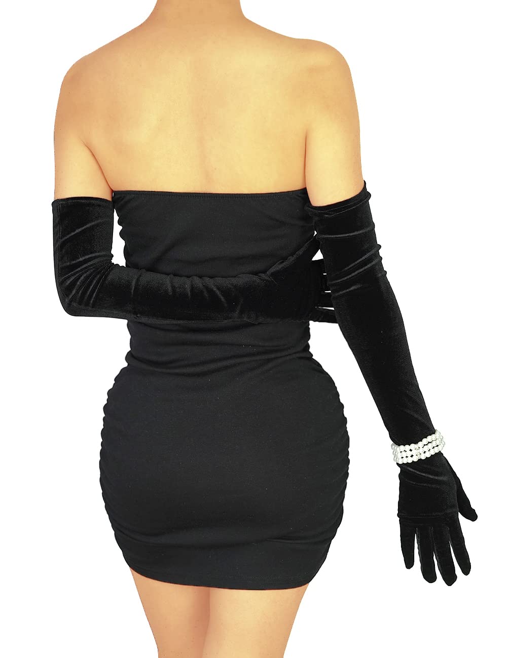 Women's 24 Inch Long Velvet Gloves 1920s Flapper Opera Gloves for Wedding Costume Formal Party: Navy Blue