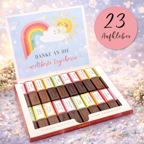 Aufkleber Set für Merci Schokolade | persönliches Geschenk für die Erzieherin/Kindergärtnerin