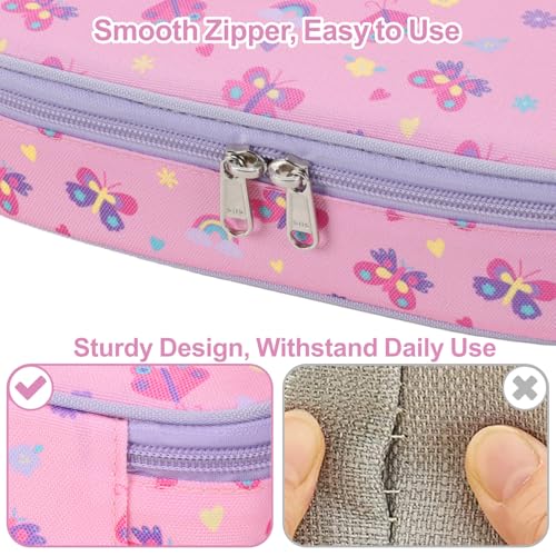 Image of Cute Kids Pencil Case - Girls Pen Pouch Large School Organizer | Pen Bag & Smooth Zipper, Multi-Slot Storage, Mesh Pocket, 900D Water Resistent, Giftable School Supplies, Pink Butterfly