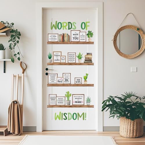 Honoson 50 Pcs Words of Wisdom Classroom Door Decor Bulletin Board Set Motivational Door Decor Greenery Inspirational Cutout for Classroom Back to School Educational Learning Activities - Image 3