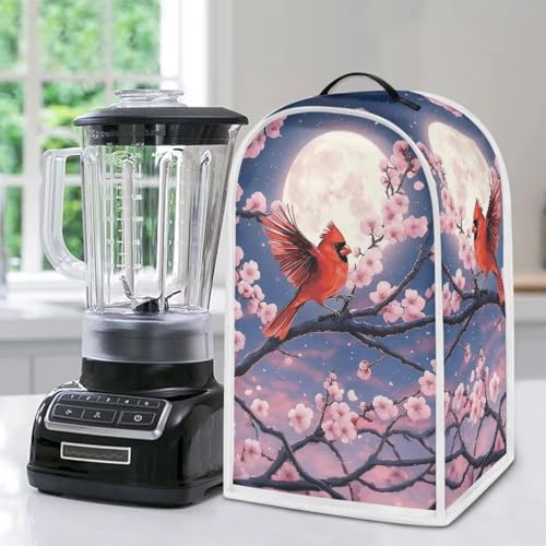 Image of Talayituse Cardinal Cherry Blossom Moon Print Blender Dust Cover, Fingerprint Protection Cover for Stand Mixer or Coffee Machine, Home Kitchen Appliance Covers for Stain Dust Resistant Supplies