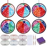 Complete Summer Craft Kit: comes with 24 beach ball suncatcher craft sets in 6 summer colors, 4 sets per style. Each kit includes pre-punched round cardstock frames, clear printed stickers, matching hanging ribbons, 1000 pieces of 1.9 x 1.9 inches mu...