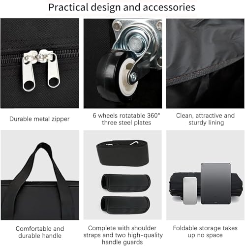 Expandable Foldable Luggage, 42'' Suitcase With Spinner Wheels, Rolling Duffle Bag with Wheels and Handle, Collapsible Luggage With 2 Handle Wrap and 2Fixing Straps1Shoulder Strap (Jet Black)3