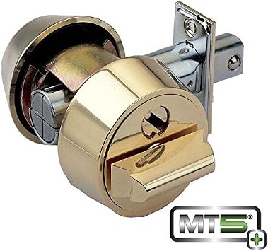 Mul-t-lock MTL800 MT5+ Hercular Double Cylinder Captive Key Deadbolt - Bright Brass