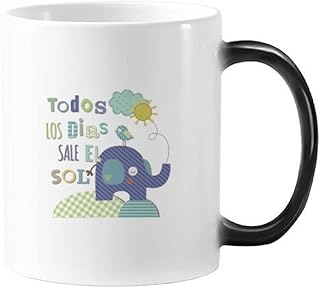 DIYthinker Raya del Elefante d Animal pájaro Amarillo morphing Sensible al Calor Taza cambiante del Color Regalo de la Taza de la Leche del café con Asas 350 ml
