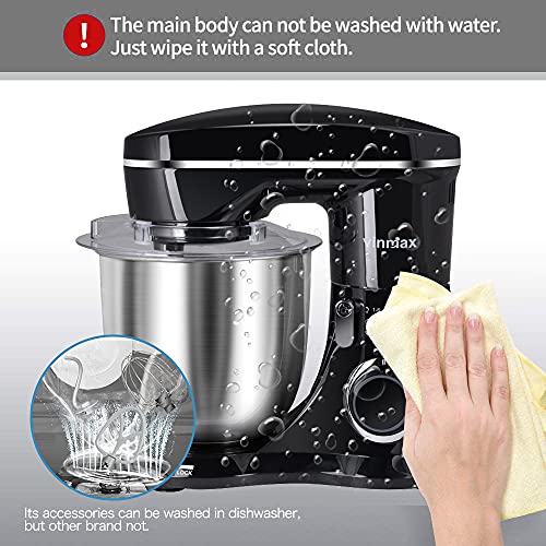 Stand Mixer, 2022 New Upgrade Food Mixer Electric Kitchen Mixer 5.5QT Stainless Steel Bowl 400W 10-Speed Control Dough Mixer with Dough Hook, Whisk & Beater (Black)