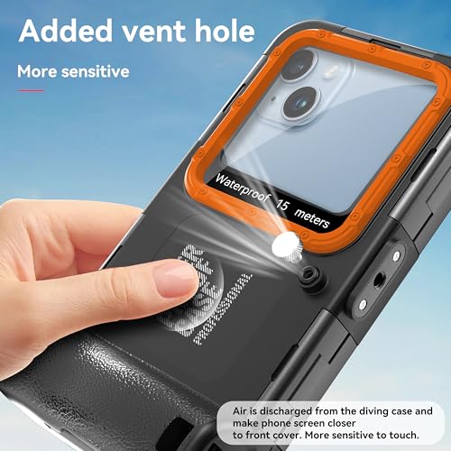Unterwasser-Tauchgehäuse für iPhone 17/16/15/14/13/12/11 Pro Max/XR/XS/X & mehr, Professioneller Schutz [15m/50ft], wasserdichte Hülle für Schnorcheln, Surfen, Fotos & Videos (Schwarz-Orange)