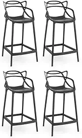 Kit 4 Banquetas Média Allegra 66cm Design Cozinha/bancada - Preto