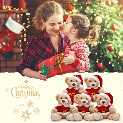 MaoGoLan 14 inch Christmas Teddy Bear Stuffed Animal Plush Bear with Classic Xmas Outfits - Removable 8'' Santa Coat & Hat Fit Most Small Plush Toys - Christmas Decorations & Gifts, 1 Pack — view 5
