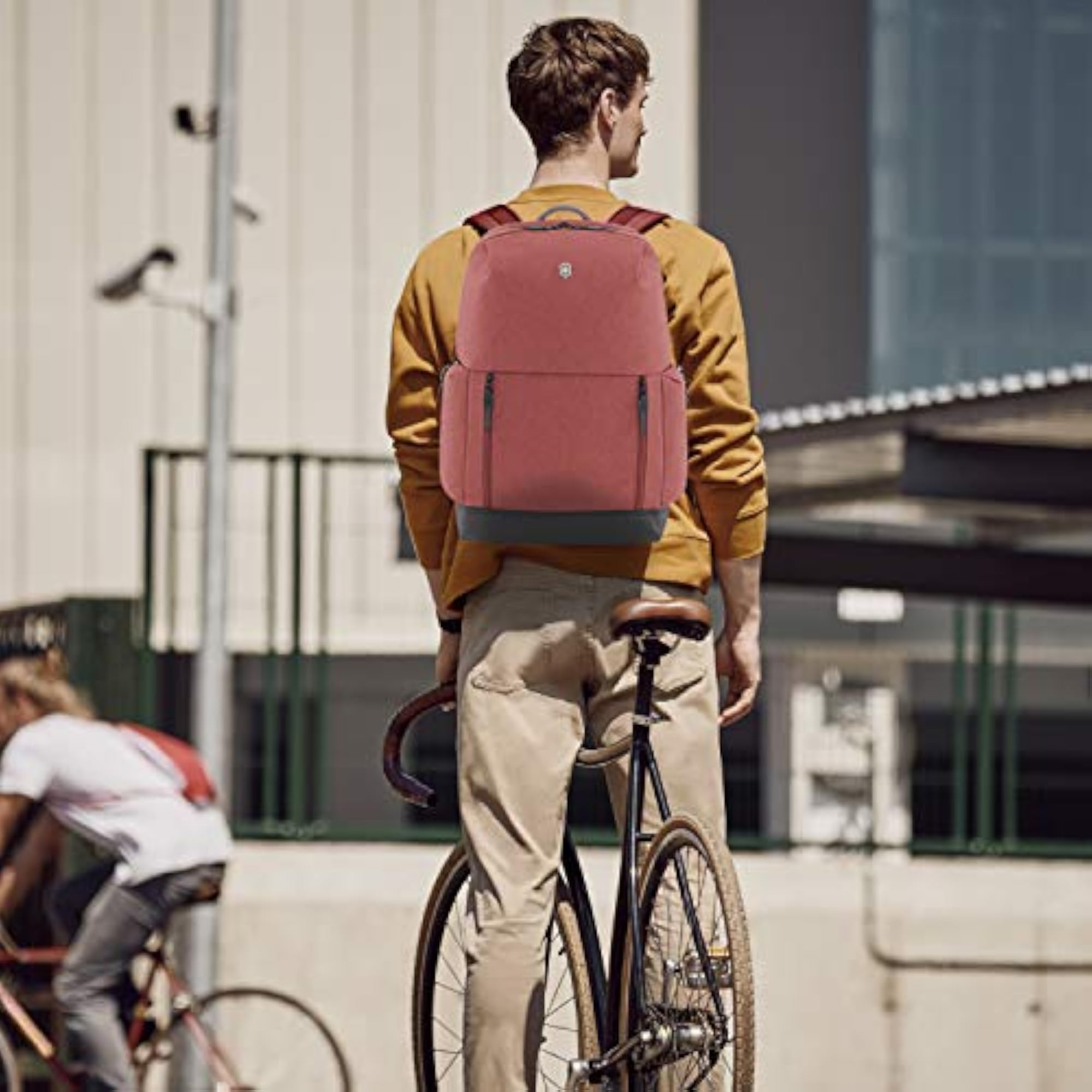 Unisex Polyester Deluxe Laptop Backpack in Burgundy